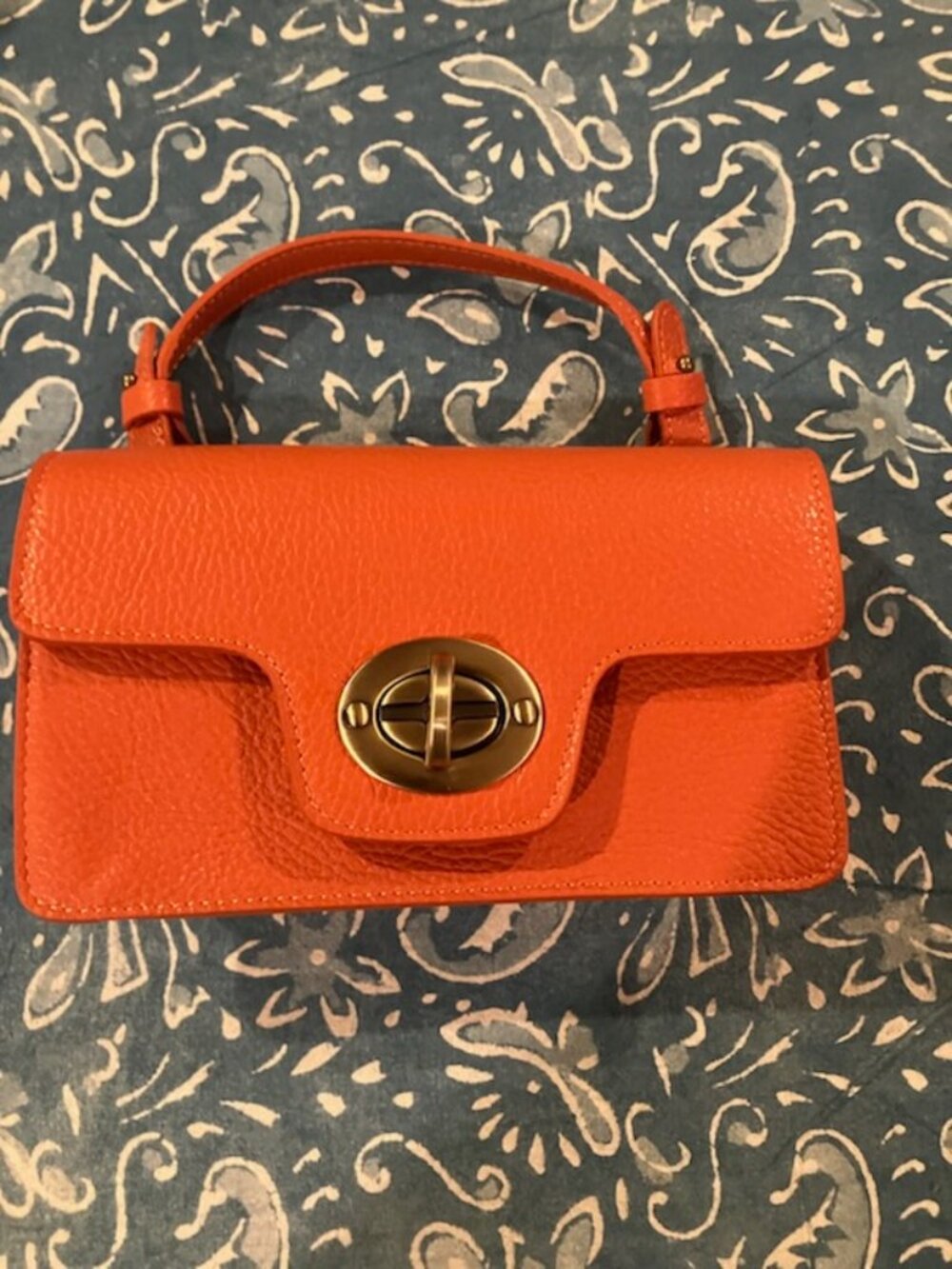 Orange Leather Crossbody Buckle Bag by Sundance-NEW